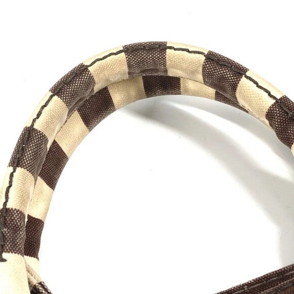PRADA Canapa logo border Bag Tote Bag Hand Bag Canvas Brown/White - Picture 10 of 15